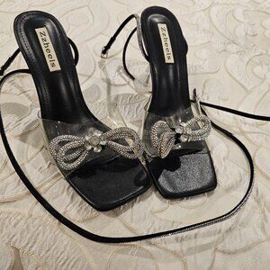 Sexy strappy clear heels